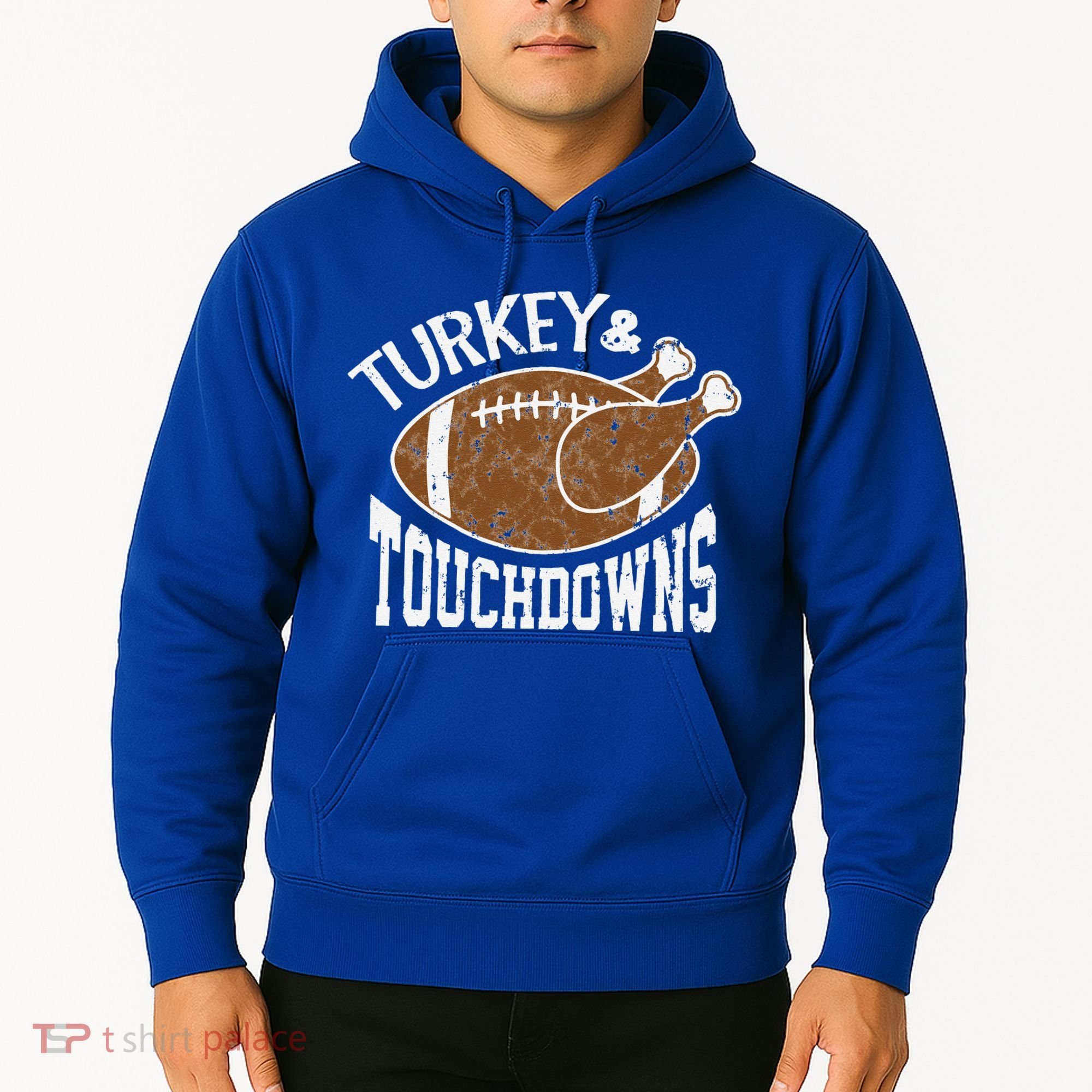 Cute Turkey And Touchdowns Funny Thanksgiving Football Hoodie