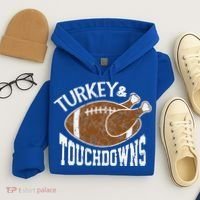 Cute Turkey And Touchdowns Funny Thanksgiving Football Hoodie thumb 4