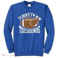 Cute Turkey And Touchdowns Funny Thanksgiving Football Sweatshirt thumb 0