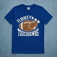 Cute Turkey And Touchdowns Funny Thanksgiving Football T-Shirt thumb 5