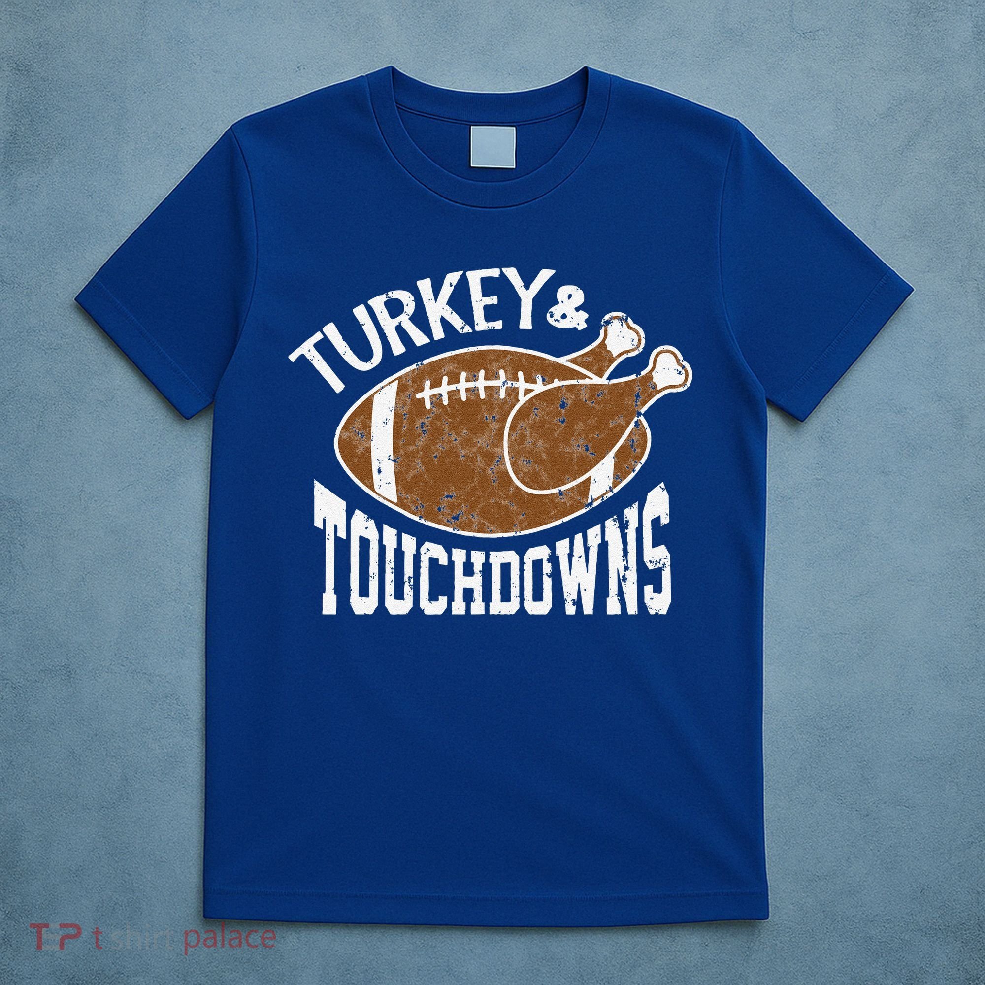 Cute Turkey And Touchdowns Funny Thanksgiving Football T-Shirt