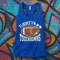 Cute Turkey And Touchdowns Funny Thanksgiving Football Women's Tank Top thumb 3