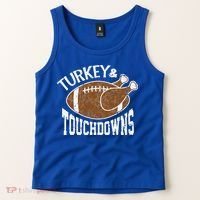 Cute Turkey And Touchdowns Funny Thanksgiving Football Tank Top thumb 2