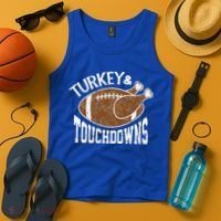 Cute Turkey And Touchdowns Funny Thanksgiving Football Tank Top thumb 4