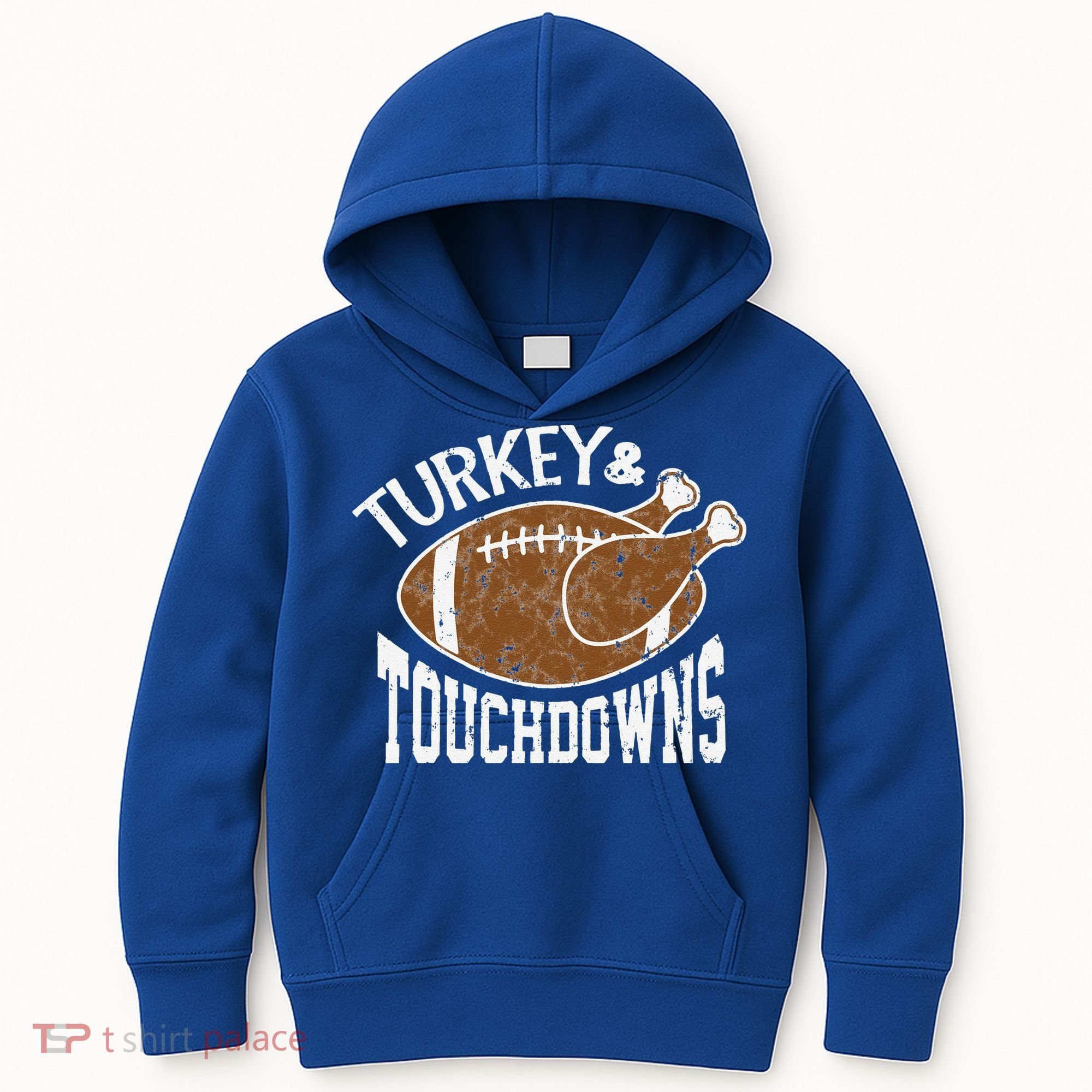 Cute Turkey And Touchdowns Funny Thanksgiving Football Kids Hoodie