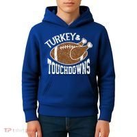 Cute Turkey And Touchdowns Funny Thanksgiving Football Kids Hoodie thumb 4