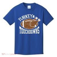 Cute Turkey And Touchdowns Funny Thanksgiving Football Kids T-Shirt thumb 0