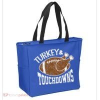 Cute Turkey And Touchdowns Funny Thanksgiving Football Tote Bag thumb 2