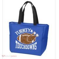 Cute Turkey And Touchdowns Funny Thanksgiving Football Tote Bag thumb 3