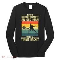 Cool Tennis Art For Grandpa Tennis Player Racket Long Sleeve Shirt thumb 0