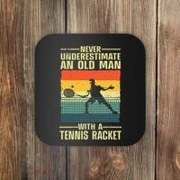 Cool Tennis Art For Grandpa Tennis Player Racket Coaster thumb 0