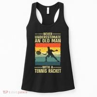 Cool Tennis Art For Grandpa Tennis Player Racket Women's Tank Top thumb 0