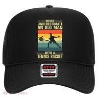 Cool Tennis Art For Grandpa Tennis Player Racket Hat thumb 0