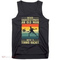 Cool Tennis Art For Grandpa Tennis Player Racket Tank Top thumb 0