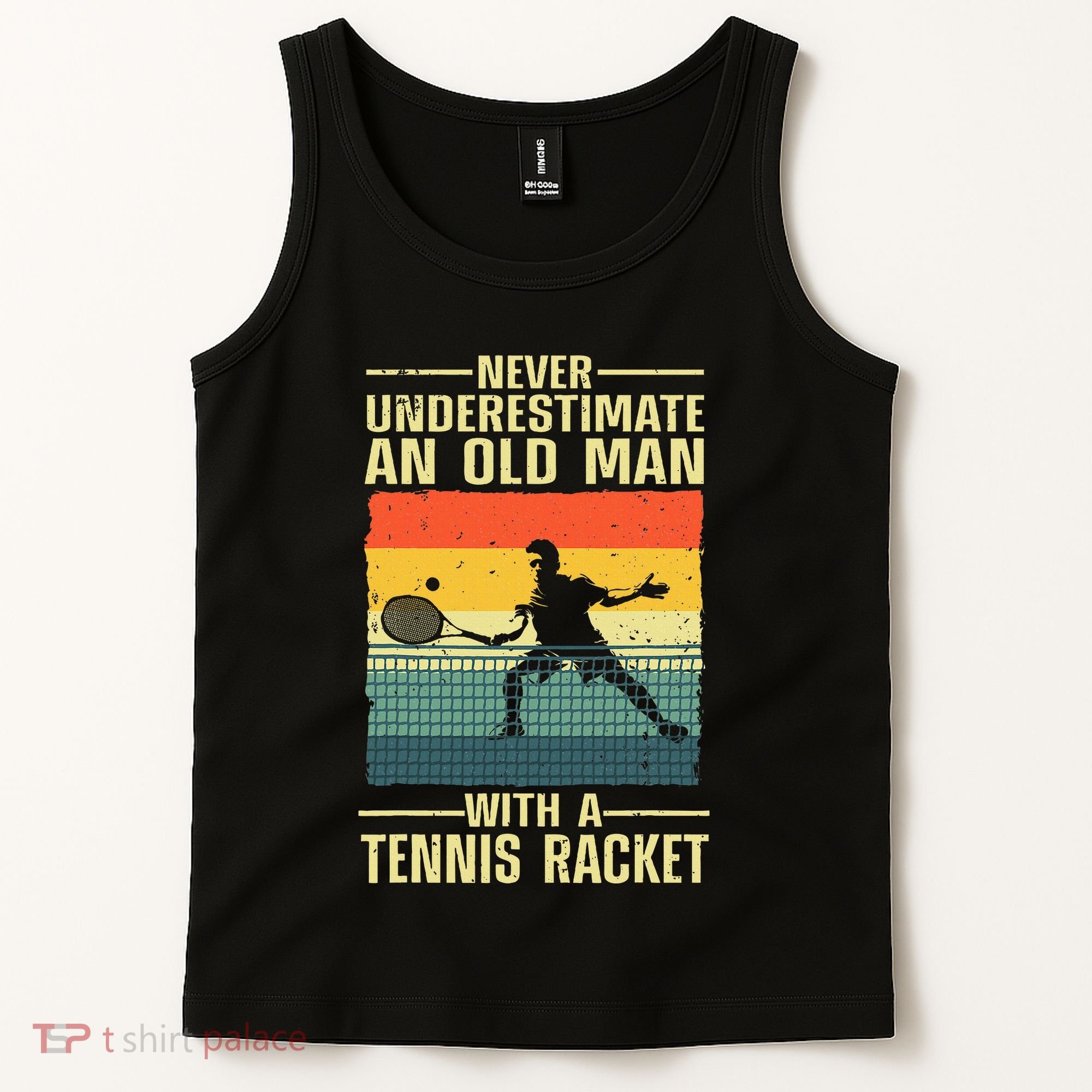 Cool Tennis Art For Grandpa Tennis Player Racket Tank Top