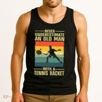 Cool Tennis Art For Grandpa Tennis Player Racket Tank Top thumb 3