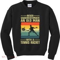 Cool Tennis Art For Grandpa Tennis Player Racket Kids Sweatshirt thumb 0