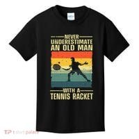 Cool Tennis Art For Grandpa Tennis Player Racket Kids T-Shirt thumb 0