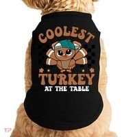 Coolest Turkey At The Table Retro Cute Thanksgiving Doggie Tank thumb 0