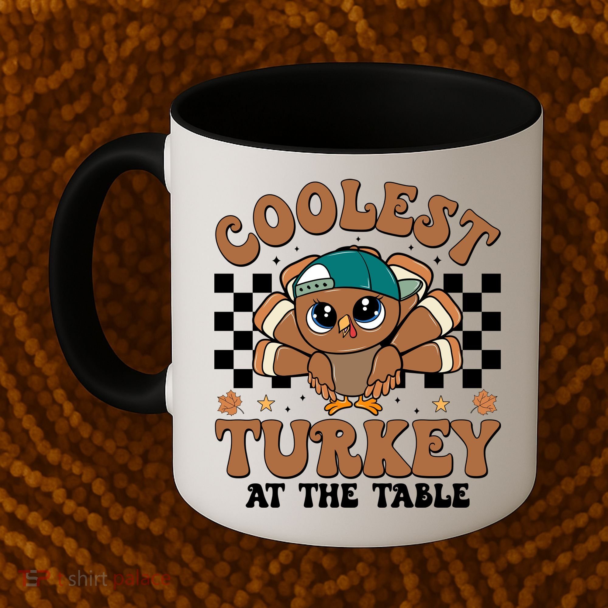 Coolest Turkey At The Table Retro Cute Thanksgiving Coffee Mug