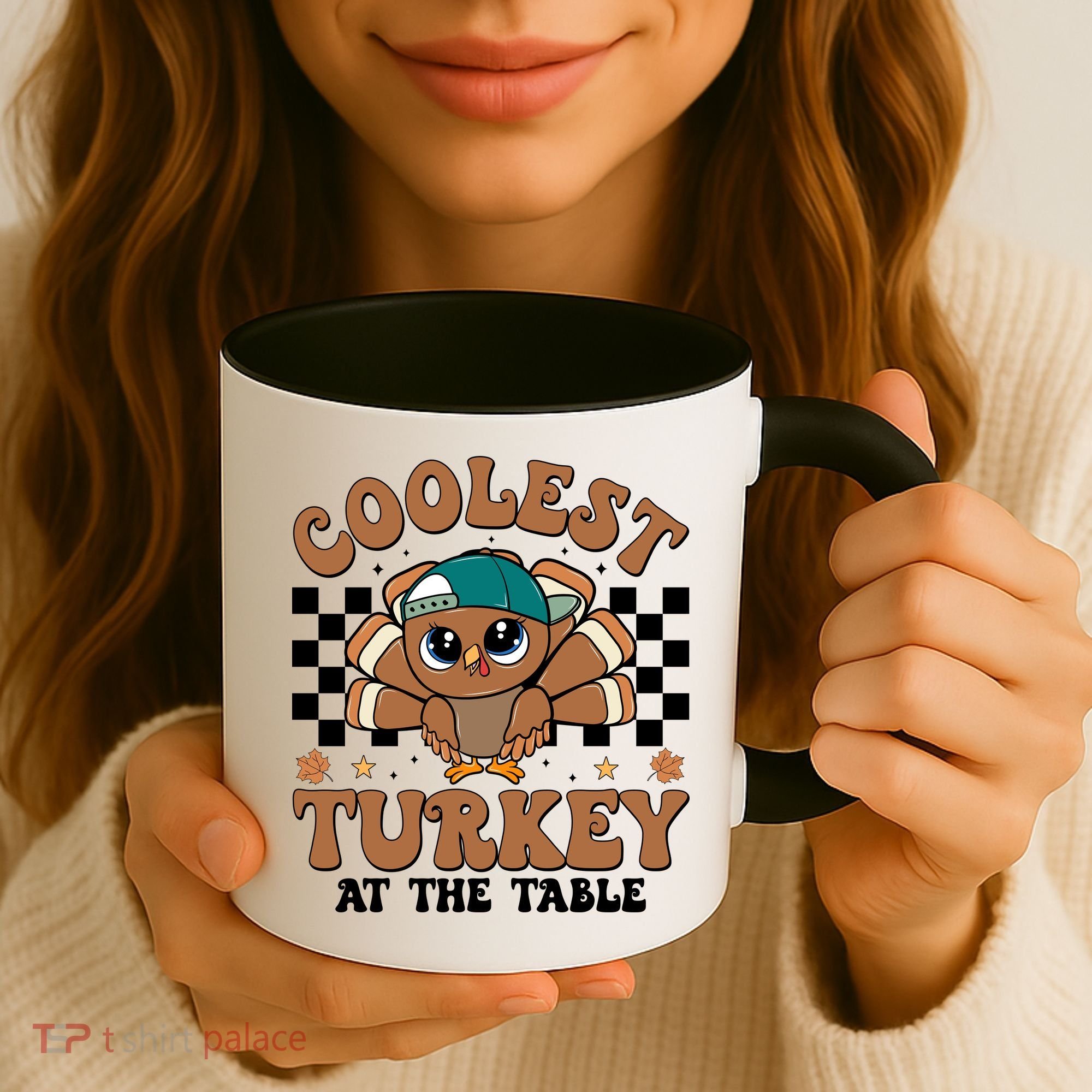 Coolest Turkey At The Table Retro Cute Thanksgiving Coffee Mug