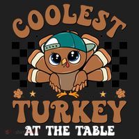 Coolest Turkey At The Table Retro Cute Thanksgiving Beanie thumb 2