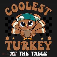 Coolest Turkey At The Table Retro Cute Thanksgiving Women's Hoodie thumb 2