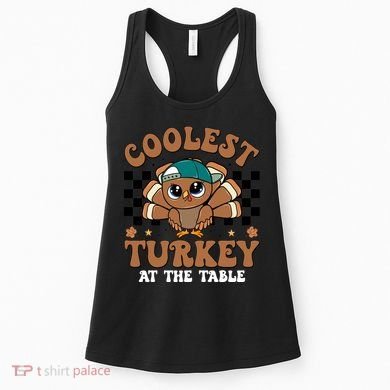 Coolest Turkey At The Table Retro Cute Thanksgiving Women's Tank Top