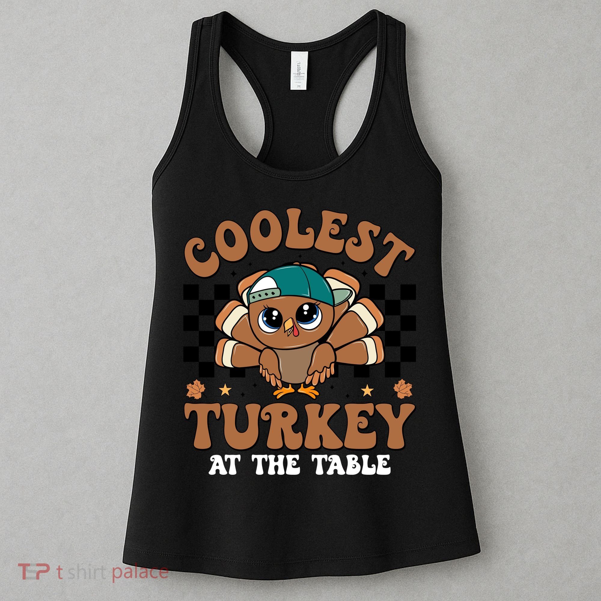 Coolest Turkey At The Table Retro Cute Thanksgiving Women's Tank Top