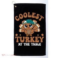 Coolest Turkey At The Table Retro Cute Thanksgiving Golf Towel thumb 0