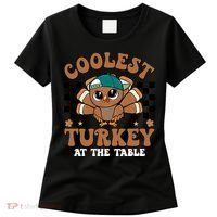 Coolest Turkey At The Table Retro Cute Thanksgiving Women's T-Shirt thumb 0