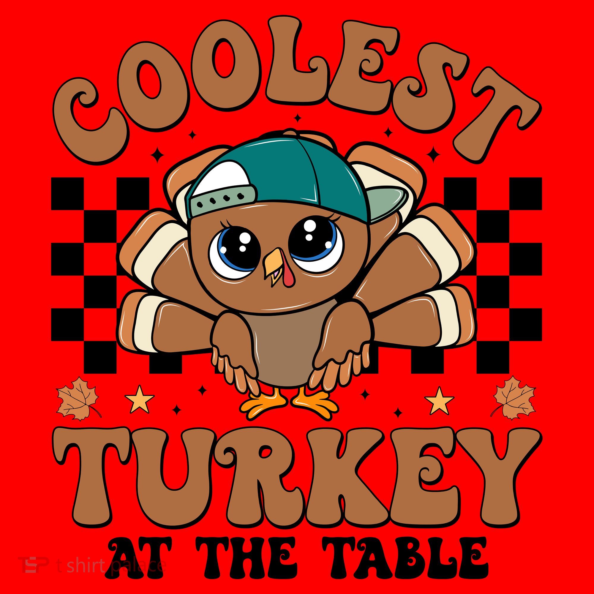 Coolest Turkey At The Table Retro Cute Thanksgiving Santa Hat