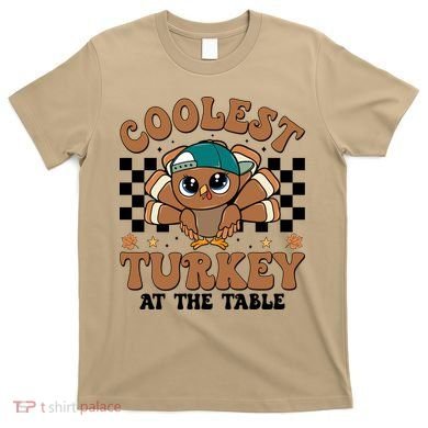 Coolest Turkey At The Table Retro Cute Thanksgiving T-Shirt