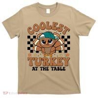Coolest Turkey At The Table Retro Cute Thanksgiving T-Shirt thumb 0