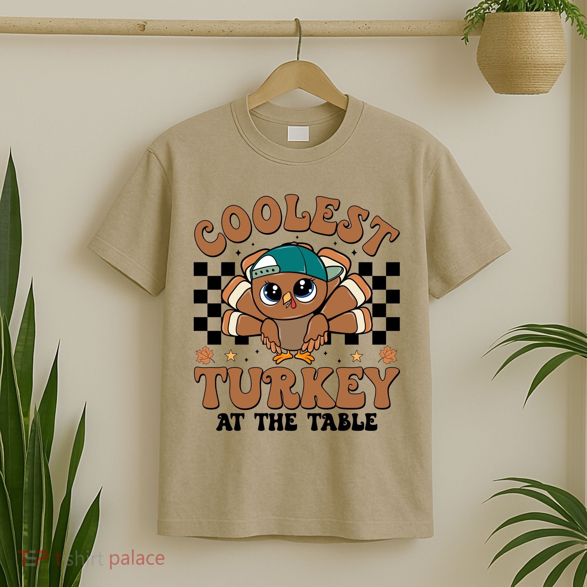 Coolest Turkey At The Table Retro Cute Thanksgiving T-Shirt