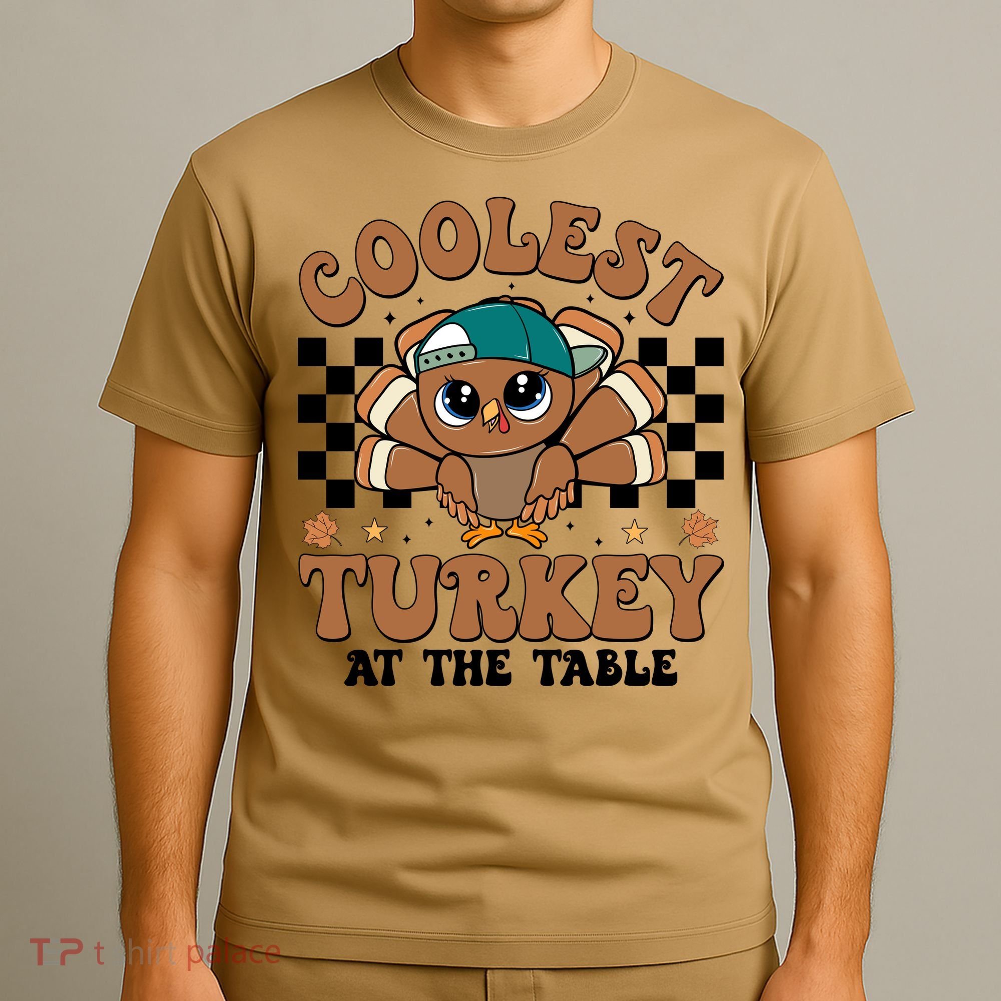 Coolest Turkey At The Table Retro Cute Thanksgiving T-Shirt
