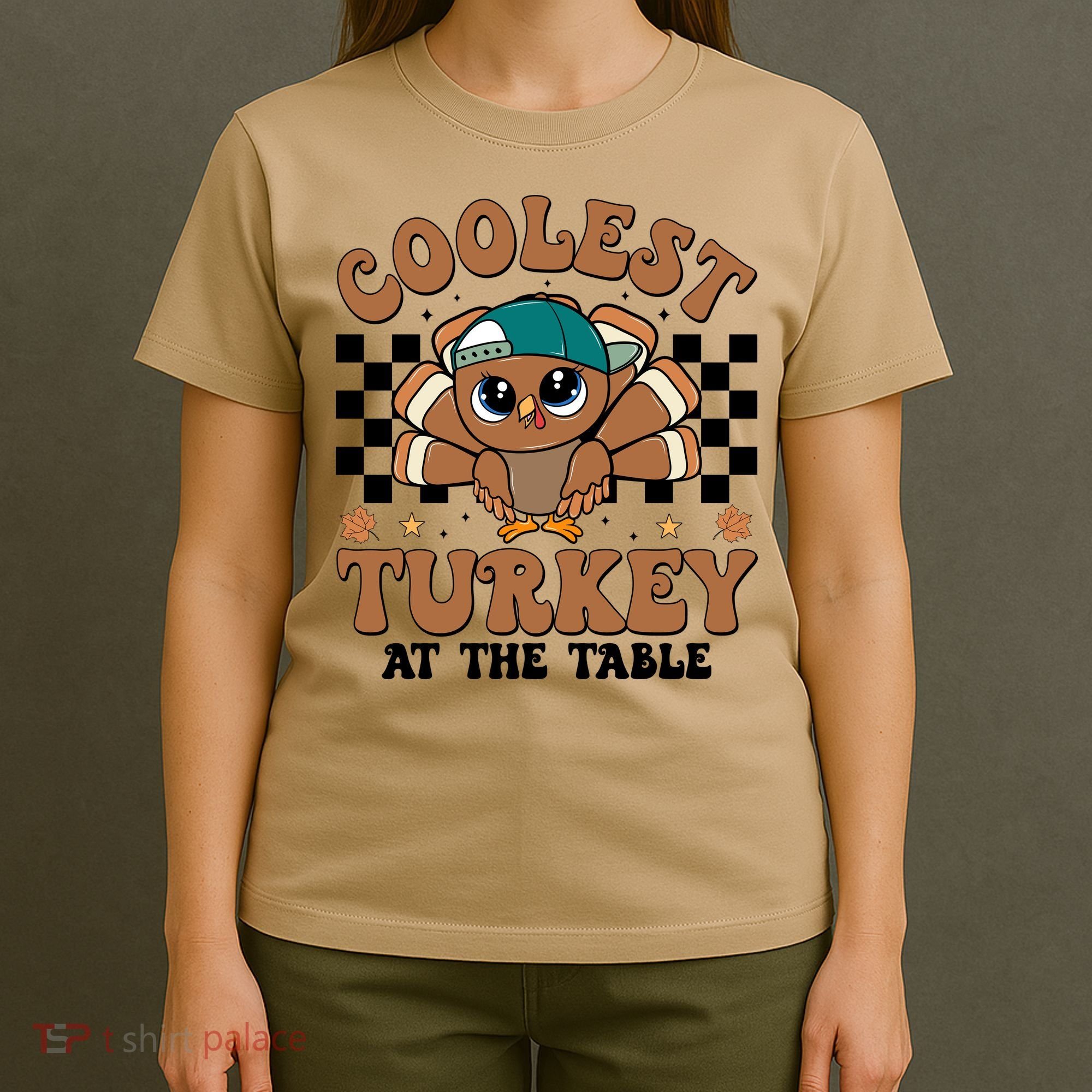 Coolest Turkey At The Table Retro Cute Thanksgiving T-Shirt