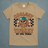 Coolest Turkey At The Table Retro Cute Thanksgiving T-Shirt thumb 5