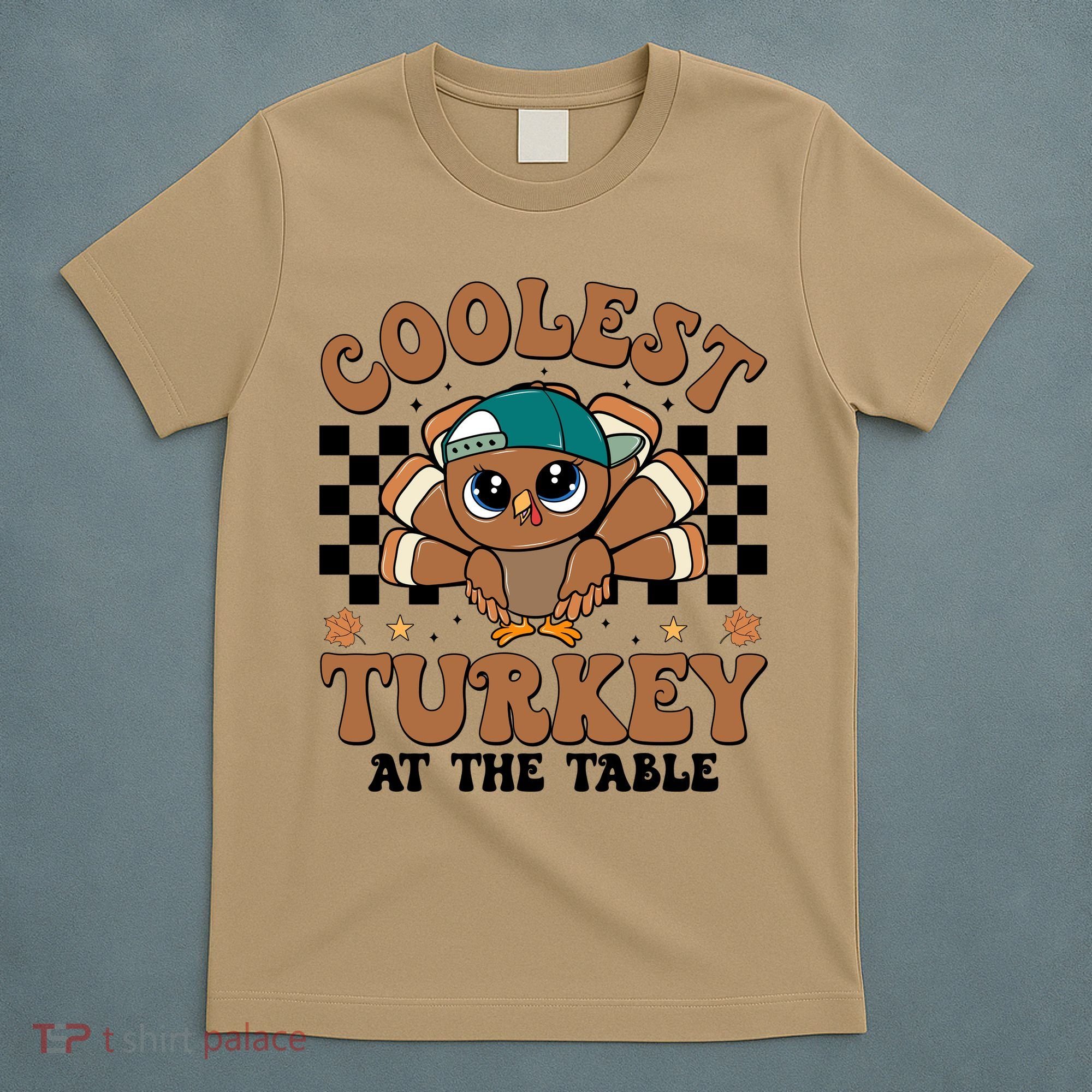 Coolest Turkey At The Table Retro Cute Thanksgiving T-Shirt