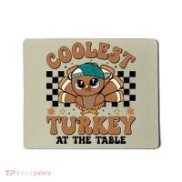 Coolest Turkey At The Table Retro Cute Thanksgiving Mousepad thumb 0