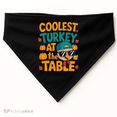 Coolest Turkey At The Table Funny USA-Made Doggie Bandana