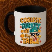 Coolest Turkey At The Table Funny Coffee Mug thumb 2