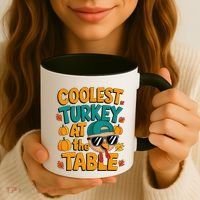 Coolest Turkey At The Table Funny Coffee Mug thumb 3