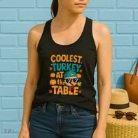 Coolest Turkey At The Table Funny Women's Tank Top thumb 2