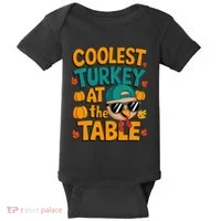 Coolest Turkey At The Table Funny Baby Bodysuit thumb 0