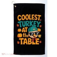 Coolest Turkey At The Table Funny Golf Towel thumb 0