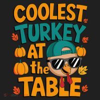 Coolest Turkey At The Table Funny Golf Towel thumb 3