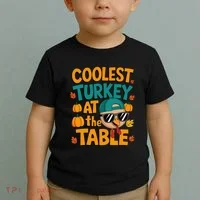 Coolest Turkey At The Table Funny Toddler T-Shirt thumb 2