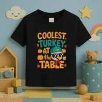 Coolest Turkey At The Table Funny Toddler T-Shirt thumb 3