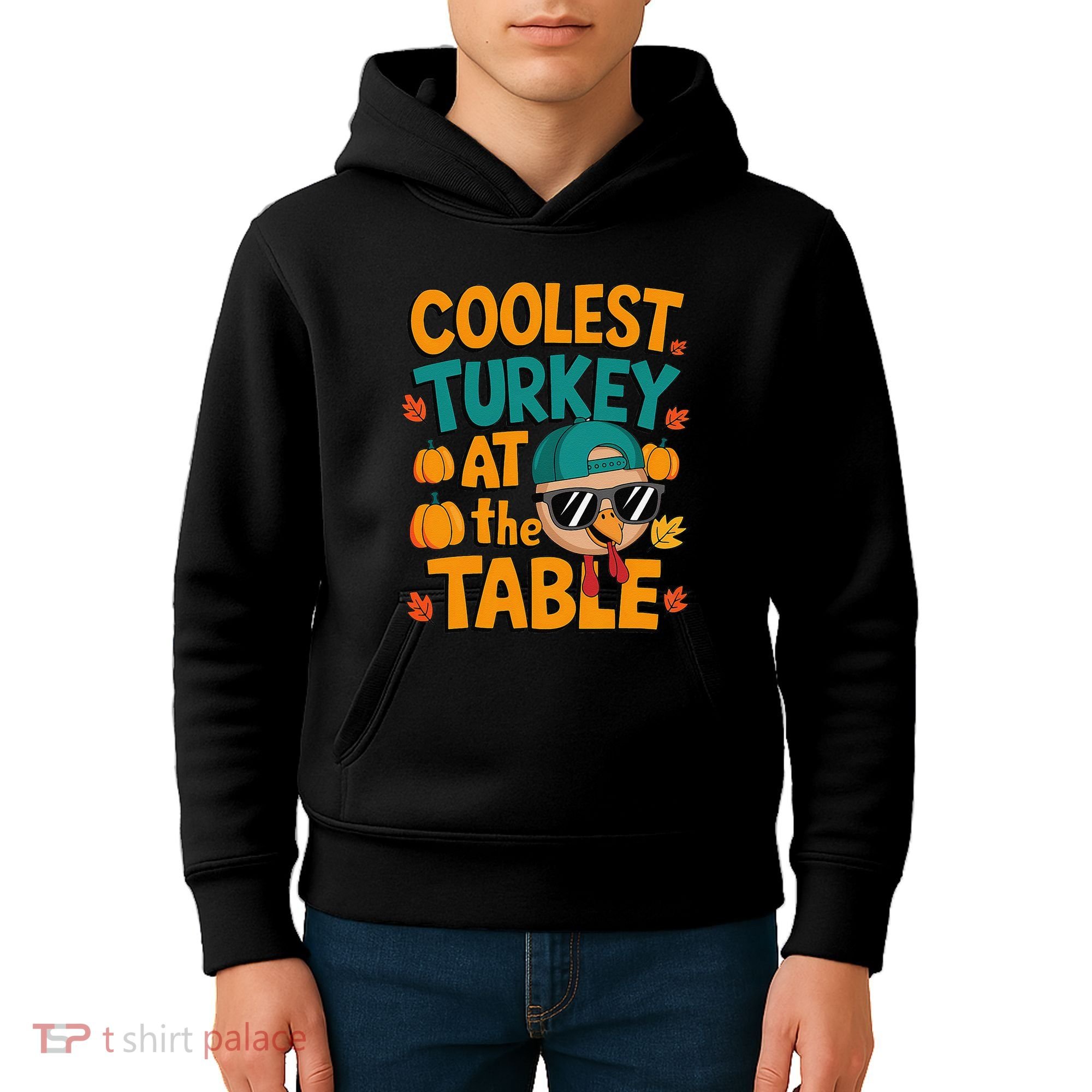 Coolest Turkey At The Table Funny Kids Hoodie